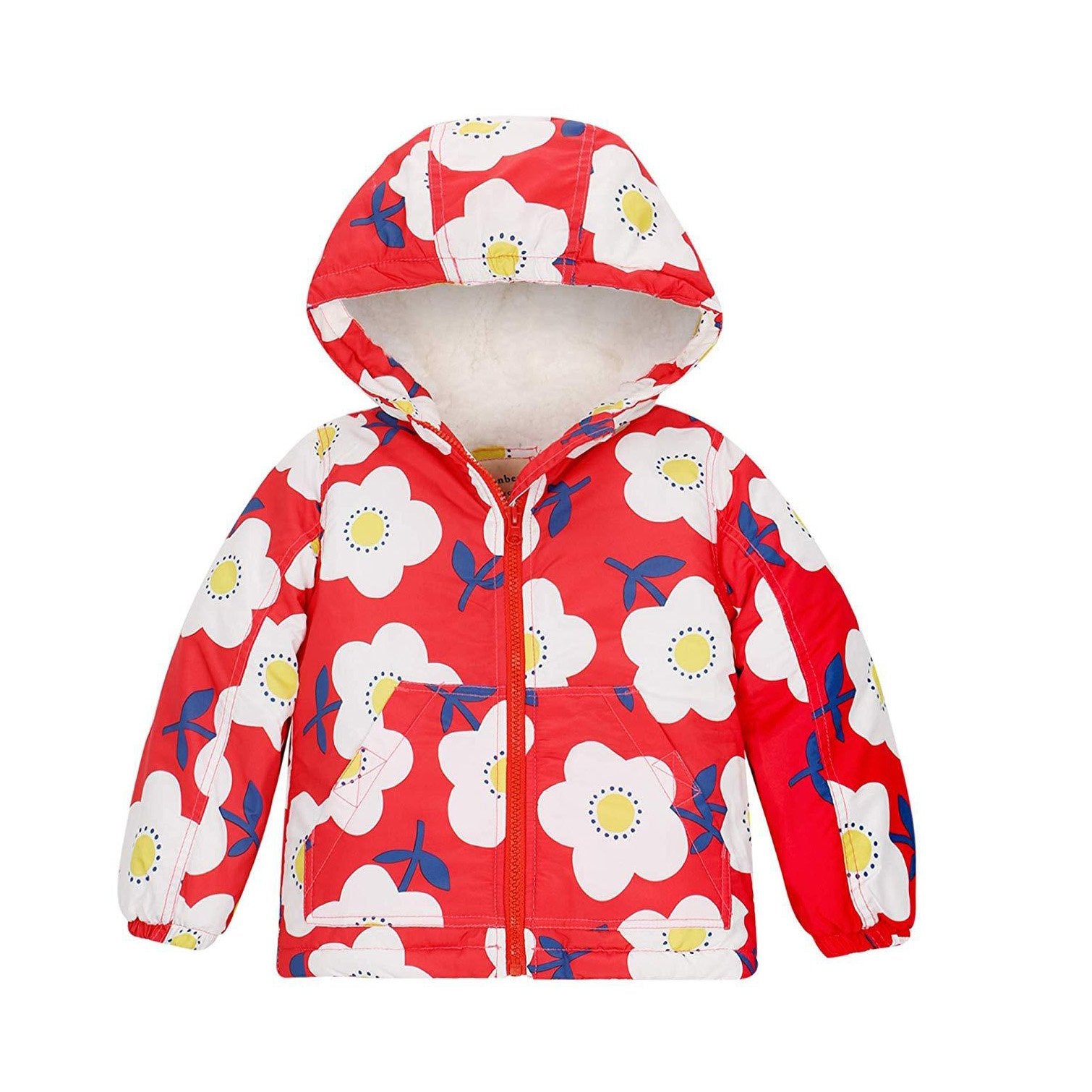 Warm Bird Print Long-sleeve Hooded Coat, zoerea.com