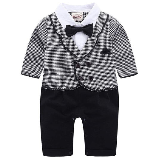 Gentleman Plaid Button Decor Lapel Jumpsuit, zoerea.com