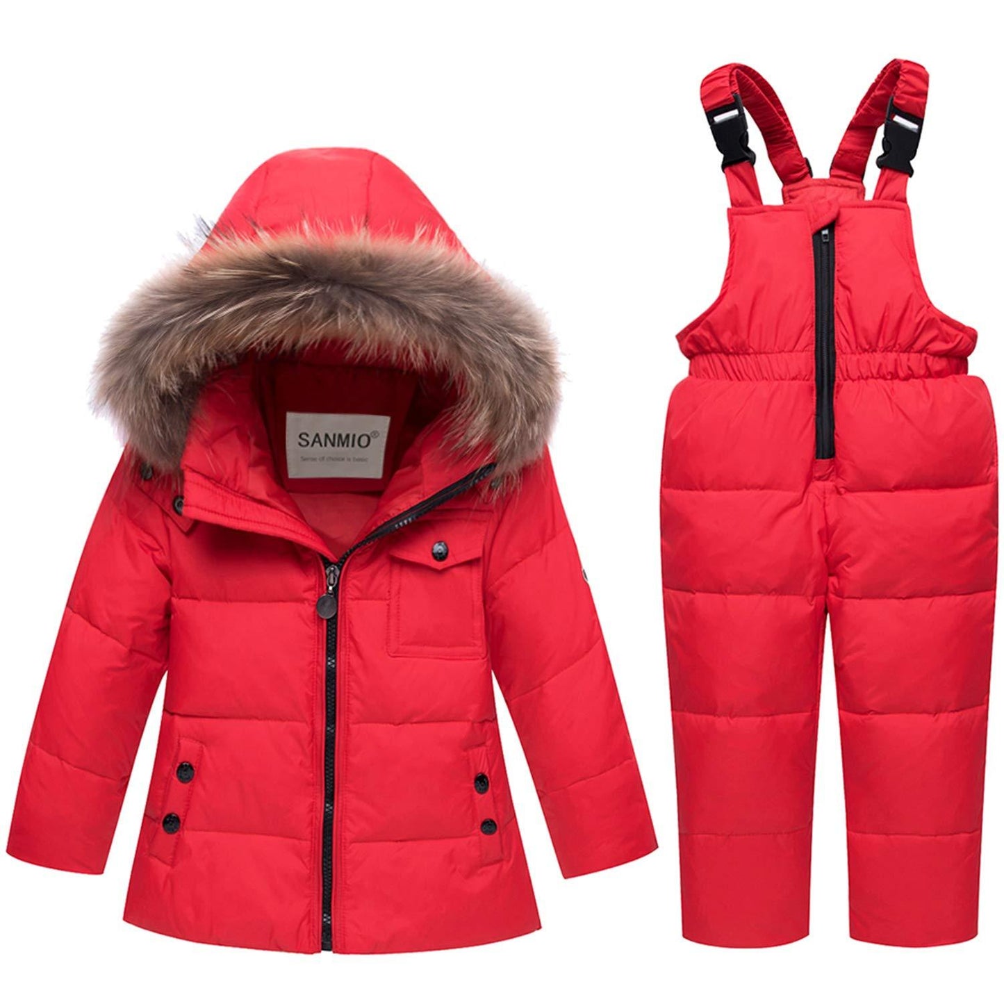 Stylish Hooded Coat And Bib Pants Set, zoerea.com