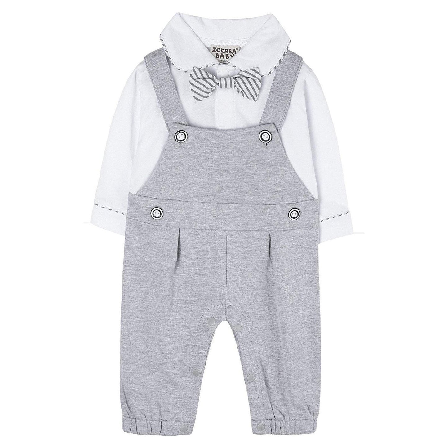 Baby Gentleman Bow Tie Faux-two Overalls Jumpsuit, zoerea.com