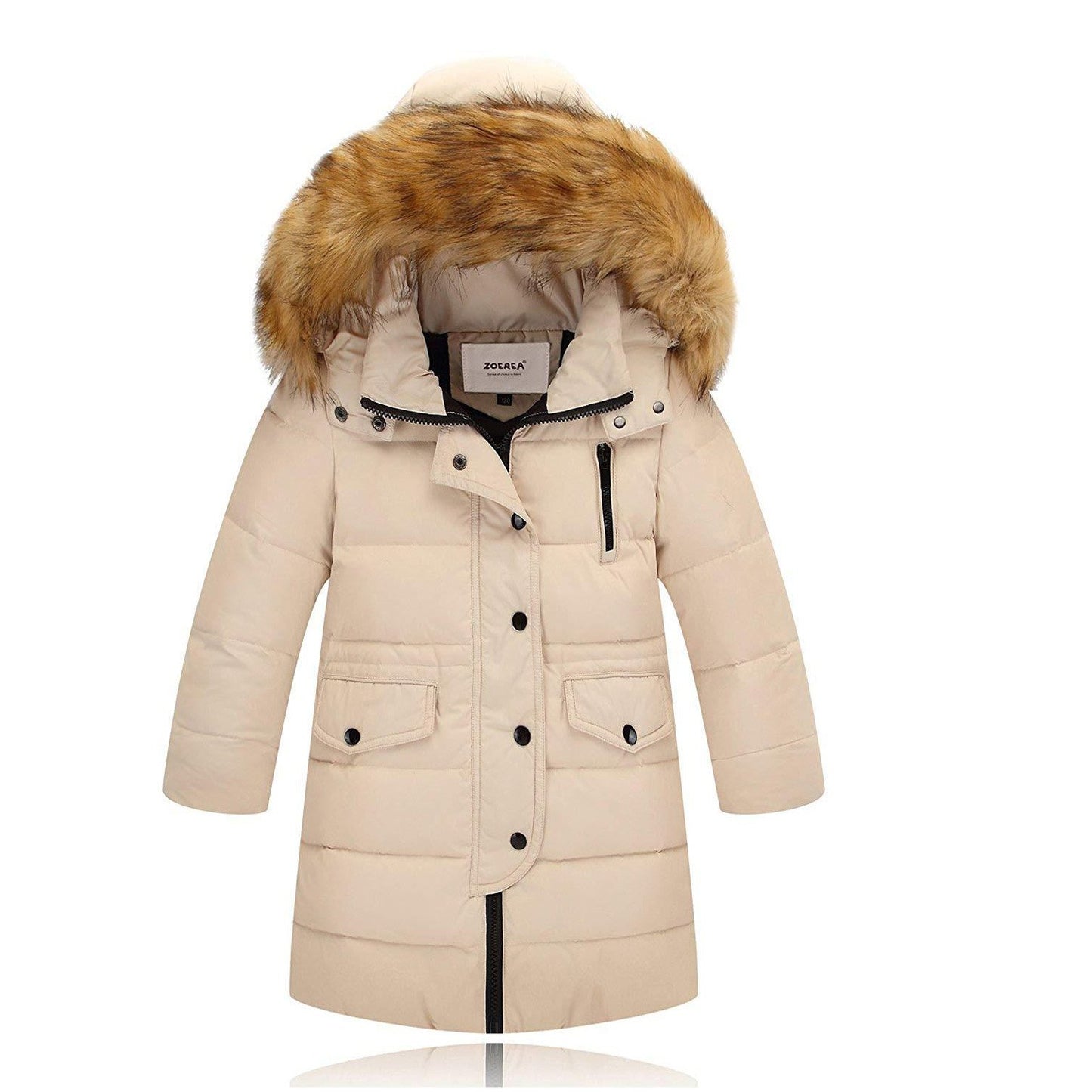 Stylish Duck-lining Hooded Long Down Jacket, zoerea.com