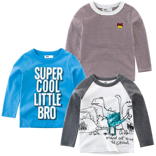 Trendy Dinosaur / Striped / Letter Print 3 T-shirts Set, zoerea.com