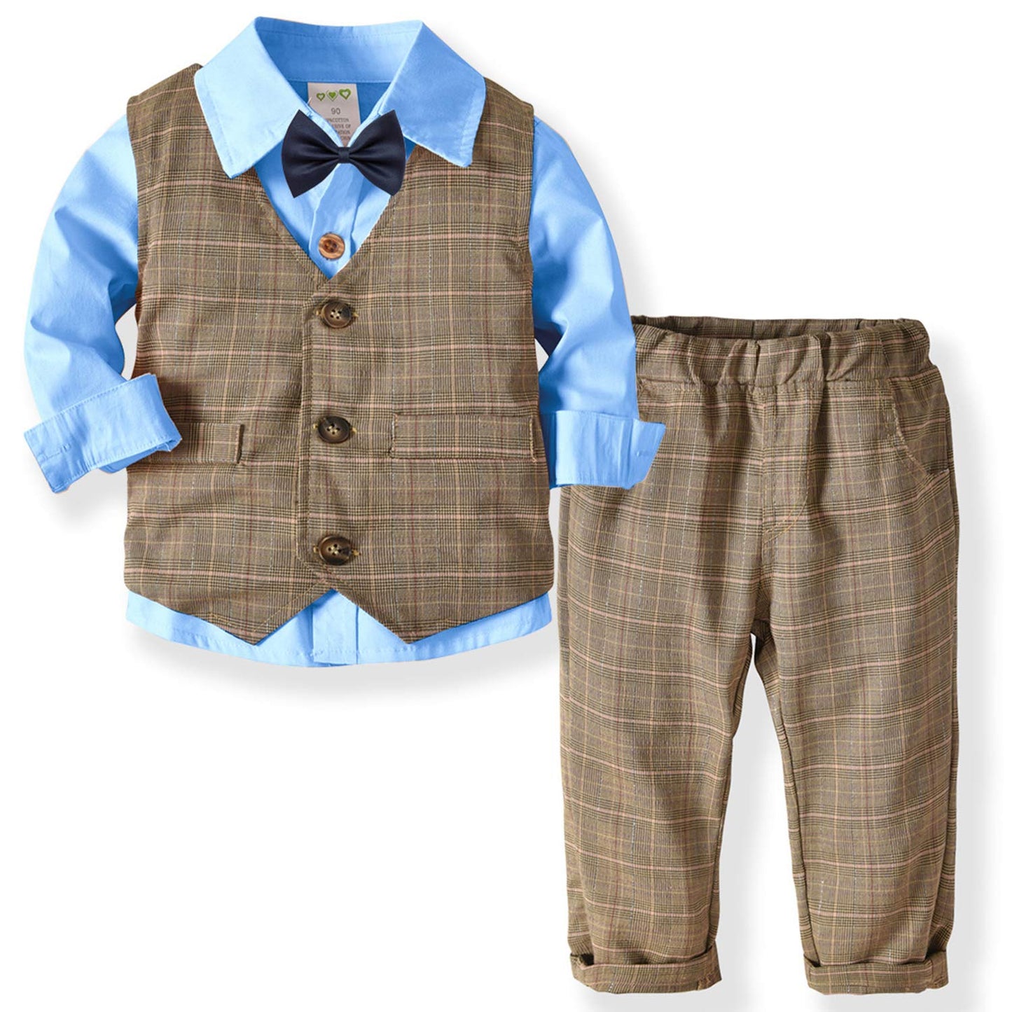 Gentleman Shirt Plaid Vest And Pants Outfit, zoerea.com