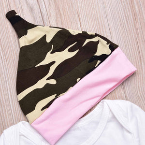HELLO WORLD Bodysuit, Camouflage Pants And Headband And Hat Set, zoerea.com
