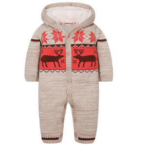 Super Warm Deer Patterned Hoodie Jumpsuit, zoerea.com