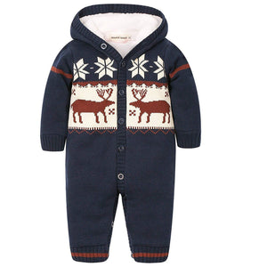 Super Warm Deer Patterned Hoodie Jumpsuit, zoerea.com