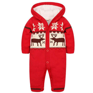 Super Warm Deer Patterned Hoodie Jumpsuit, zoerea.com