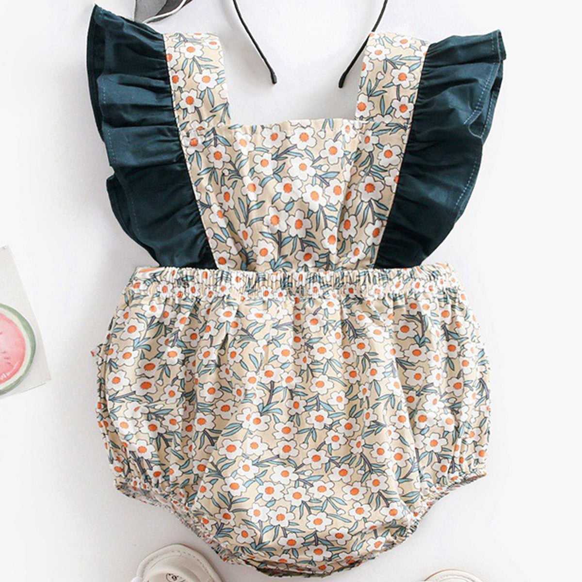 Beautiful Floral Print Ruffle-sleeve Bodysuit, zoerea.com