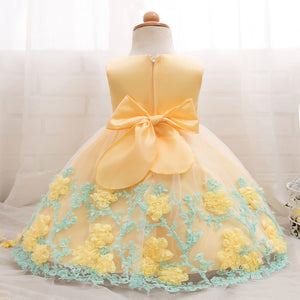 Baby Girl 3D Floral Applique Sleeveless Tulle Party Dress, zoerea.com