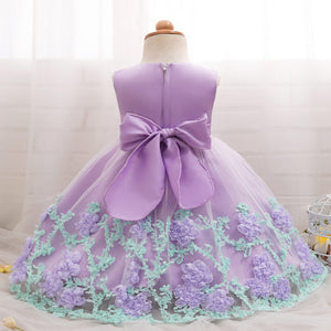 Baby Girl 3D Floral Applique Sleeveless Tulle Party Dress, zoerea.com