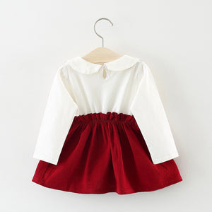 Baby/ Toddler Girl's Cartoon Doll Collar Faux-two Dress, zoerea.com
