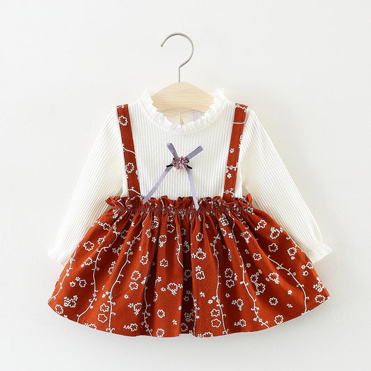 Lovely Floral Print Faux-two Dress, zoerea.com