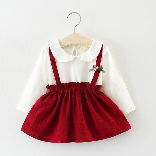 Baby/ Toddler Girl's Cartoon Doll Collar Faux-two Dress, zoerea.com