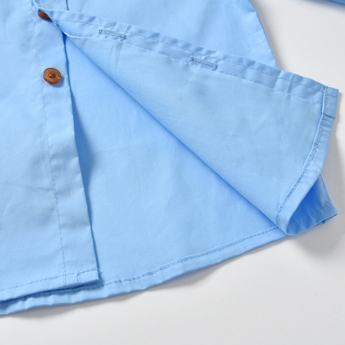 Blue Shirt and Plaid Suspender Gentleman Outfit, zoerea.com