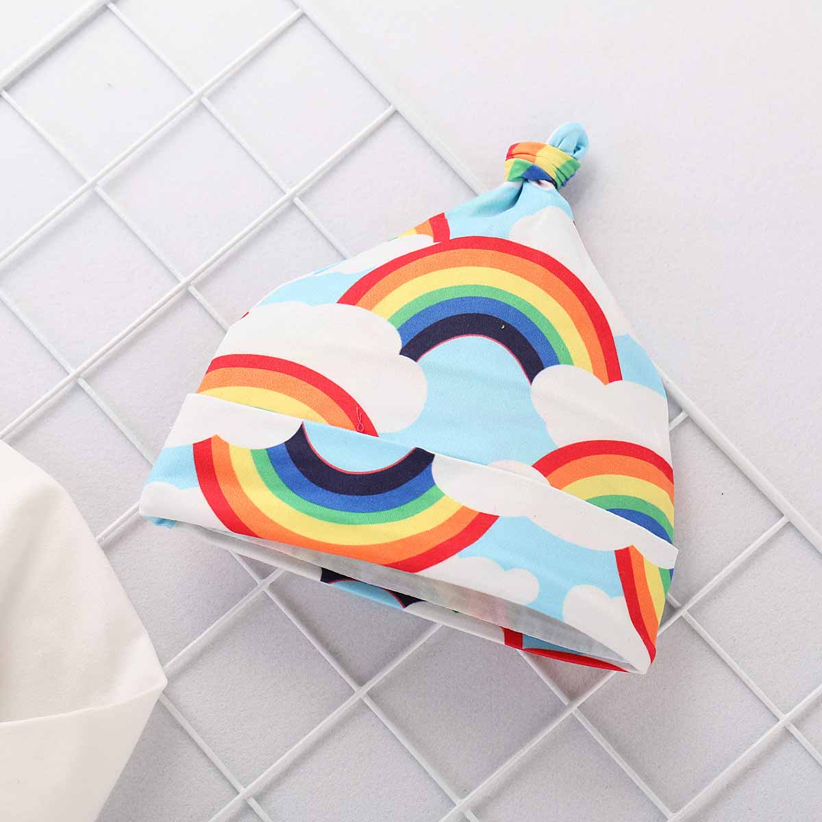 3-piece Letter Print Bodysuit, Rainbow Pattern Pants And Hat Set, zoerea.com