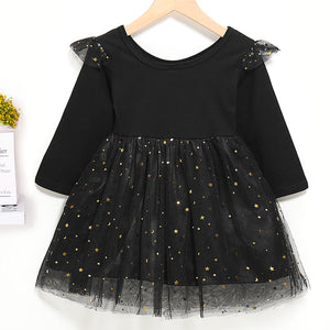 Baby Girls' Street chic Solid Colored Sequins Long Sleeve Dress, zoerea.com