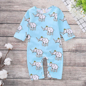 Fashionable Elephant Printed Long-sleeve Jumpsuit, zoerea.com