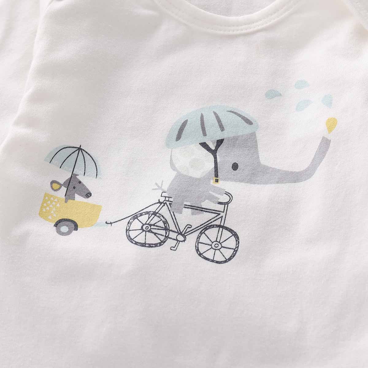 3-piece Cute Elephant Print Bodysuit, Animal Patterned Pants and Hat Set, zoerea.com