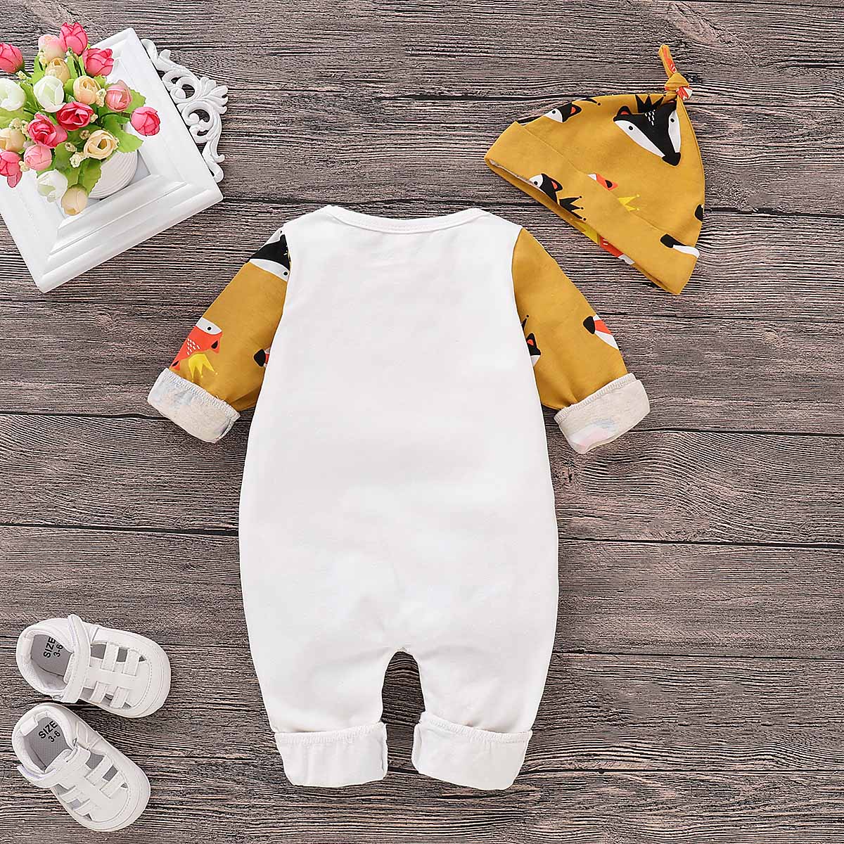 Fox Pattern Color Blocked Jumpsuit with Hat, zoerea.com