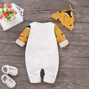 Fox Pattern Color Blocked Jumpsuit with Hat, zoerea.com