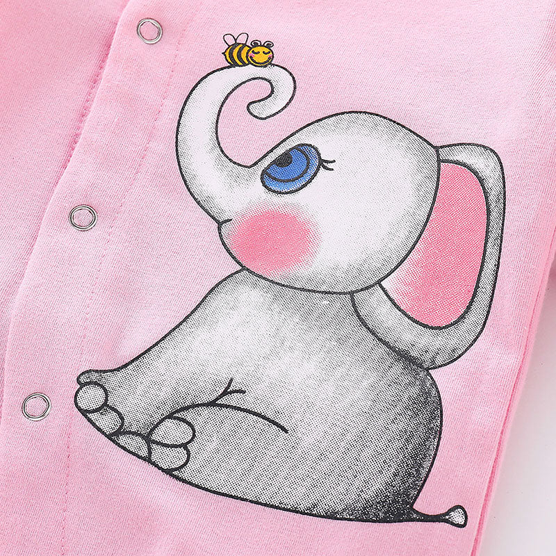 Baby Girls' Basic Print Long Sleeve Cotton Overall & Jumpsuit, zoerea.com