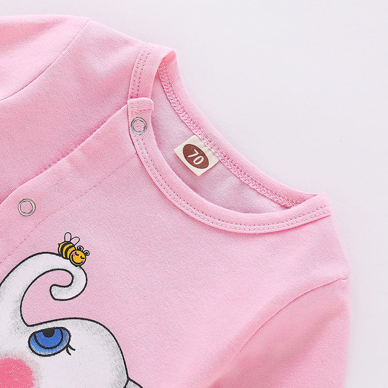 Baby Girls' Basic Print Long Sleeve Cotton Overall & Jumpsuit, zoerea.com