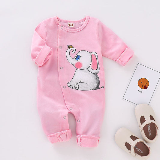 Baby Girls' Basic Print Long Sleeve Cotton Overall & Jumpsuit, zoerea.com