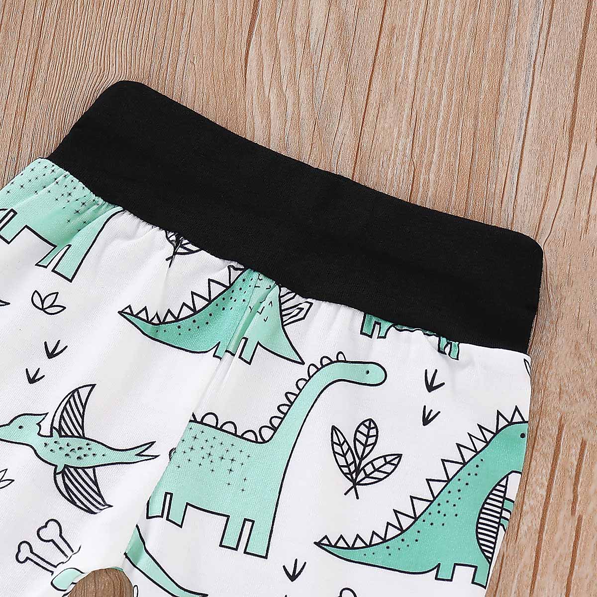Letter Print Bodysuit, Dinosaur Patterned Pants And Hat Set, zoerea.com