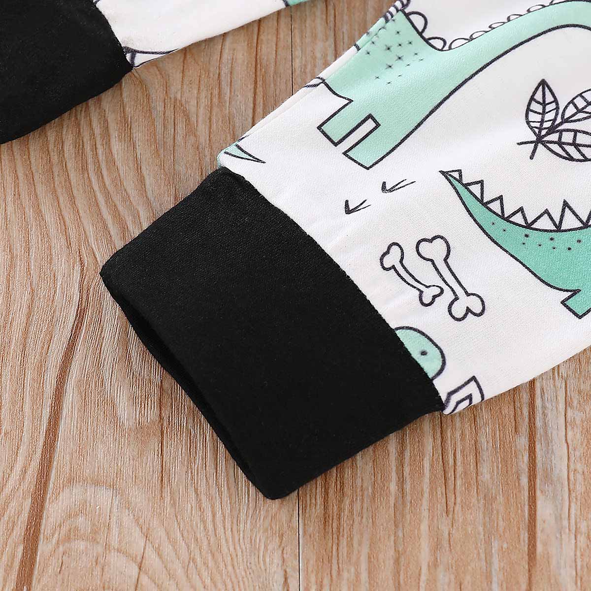Letter Print Bodysuit, Dinosaur Patterned Pants And Hat Set, zoerea.com