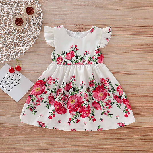 Baby / Toddler Girl's Floral Flutter-sleeve A-line Dress, zoerea.com