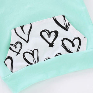 Heart Printed Long-sleeve Hoodie And Pants Set, zoerea.com