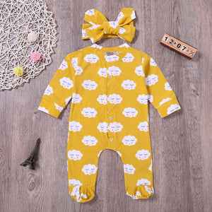 Baby Smile Cloud Print Jumpsuit, zoerea.com