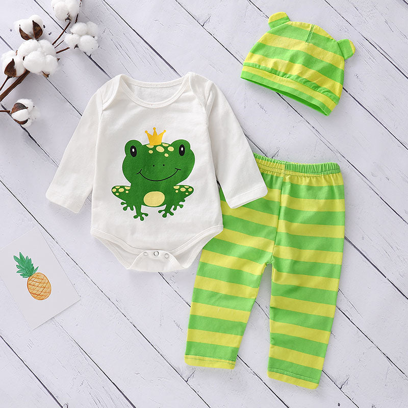 Cute Animal printed Bodysuit And Striped Pants Set, zoerea.com