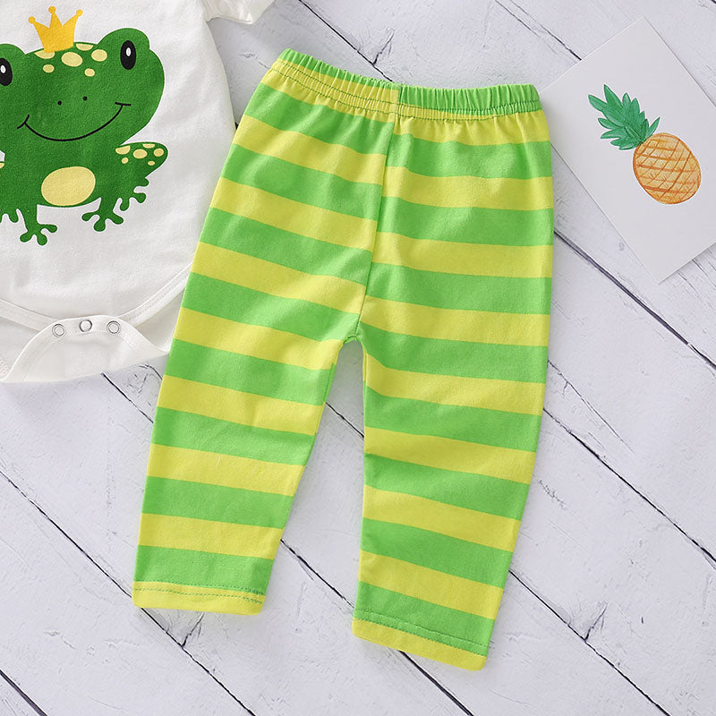 Cute Animal printed Bodysuit And Striped Pants Set, zoerea.com