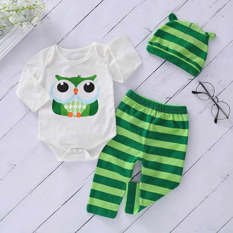 Cute Animal printed Bodysuit And Striped Pants Set, zoerea.com