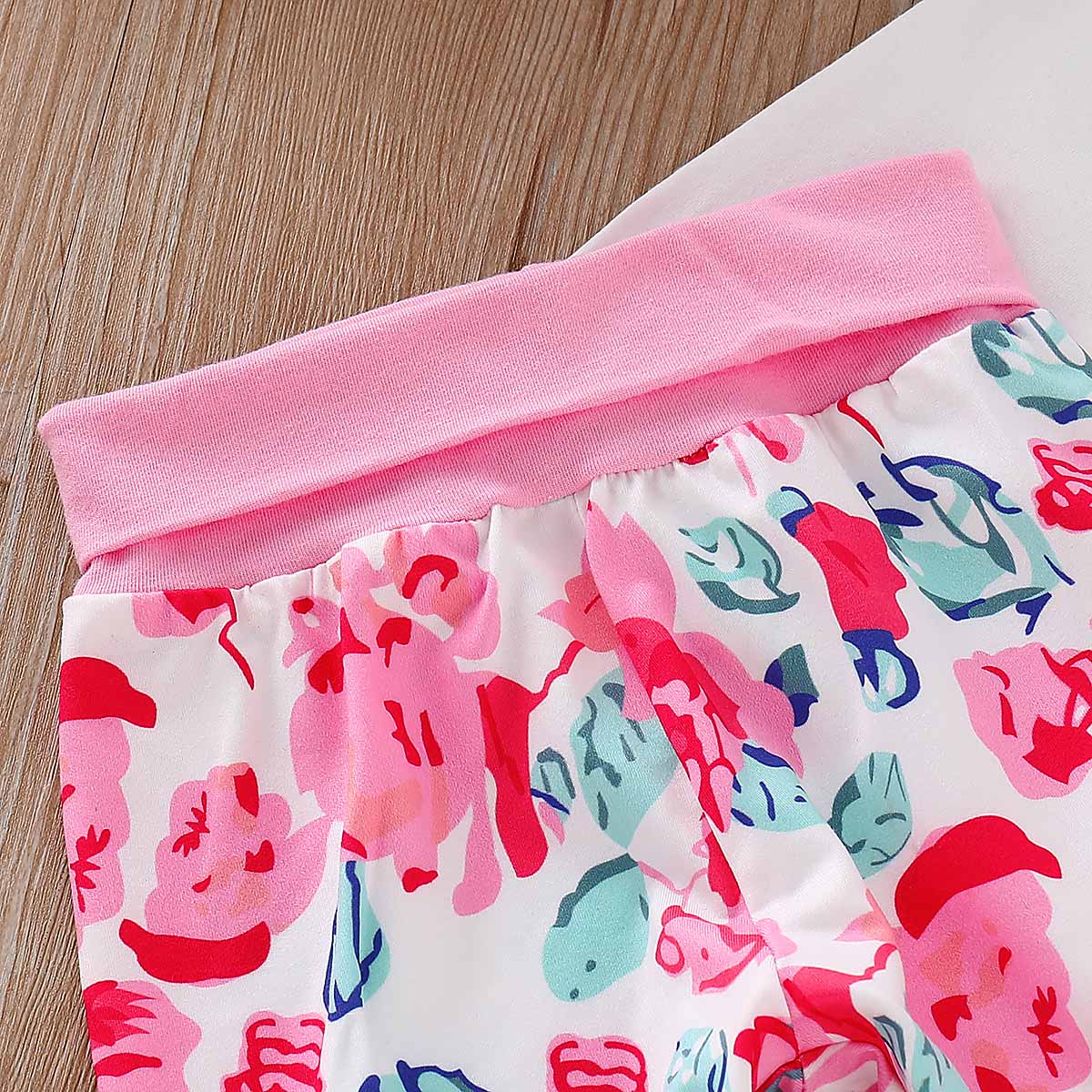 3-piece Letter Print Bodysuit with Floral Ruffled Pants and Headband, zoerea.com