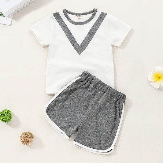 Toddler Unisex Active Daily Print Print Short Sleeve Regular Cotton Clothing Set, zoerea.com