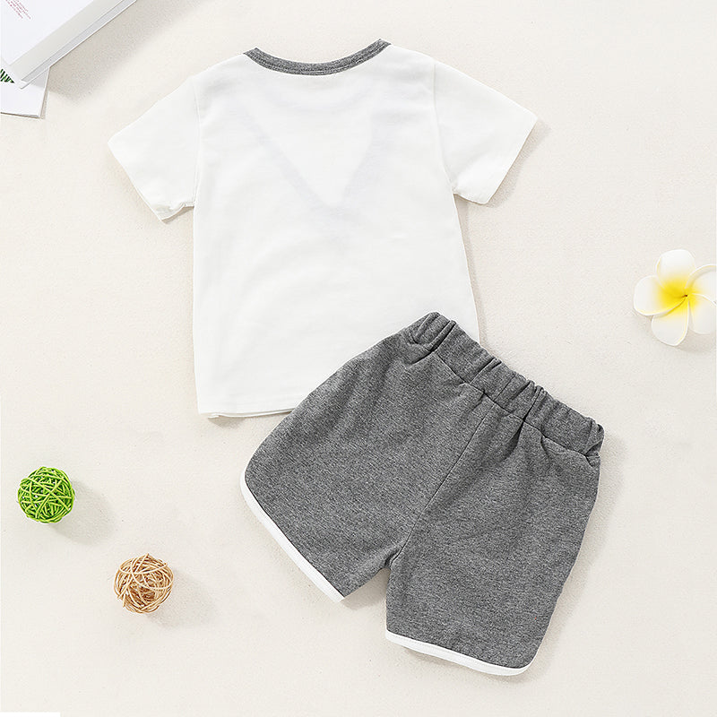 Toddler Unisex Active Daily Print Print Short Sleeve Regular Cotton Clothing Set, zoerea.com
