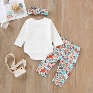 3-piece "Little Sister" Bodysuit, Floral Pants And Headband Set, zoerea.com