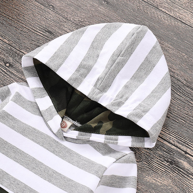 Baby Boys' Casual Daily Stripe Print Camouflage Cotton Clothing Set, zoerea.com