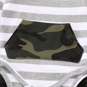 Baby Boys' Casual Daily Stripe Print Camouflage Cotton Clothing Set, zoerea.com