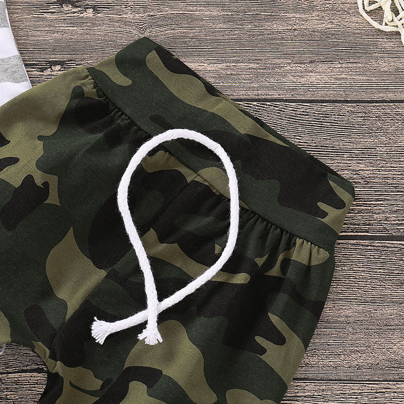 Baby Boys' Casual Daily Stripe Print Camouflage Cotton Clothing Set, zoerea.com
