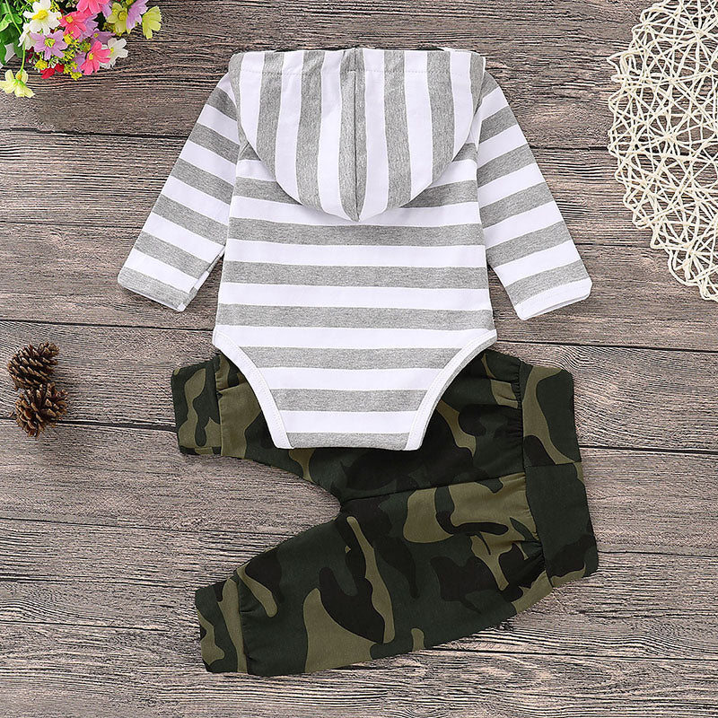 Baby Boys' Casual Daily Stripe Print Camouflage Cotton Clothing Set, zoerea.com