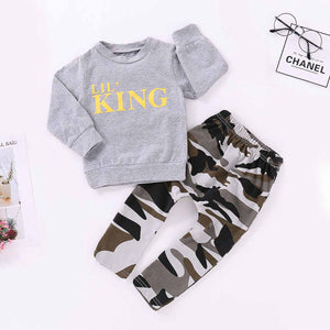 2-piece Letter Print Sweatshirt And Camouflage Pants, zoerea.com