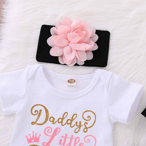 Beautiful Letter Printed Bodysuit, Floral Pants, Hat And Headband Set, zoerea.com