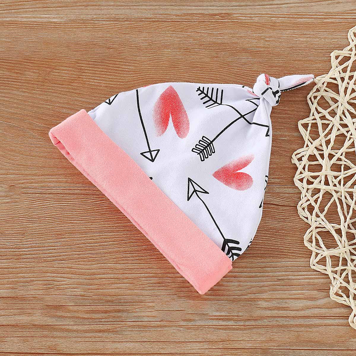 4-piece Letter Bodysuit, Arrow Patterned Pants, Hat And Headband Set, zoerea.com