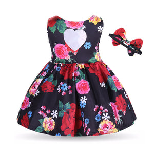 Toddler Baby Girls' Active / Basic Floral Sleeveless Cotton Red Dress, zoerea.com