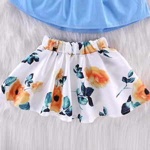 2-piece Flounce-sleeve Top And Skirt Set, zoerea.com