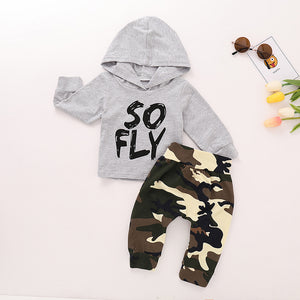 Baby Boys' Active Daily Print Hooded Long Sleeve Cotton Clothing Set, zoerea.com