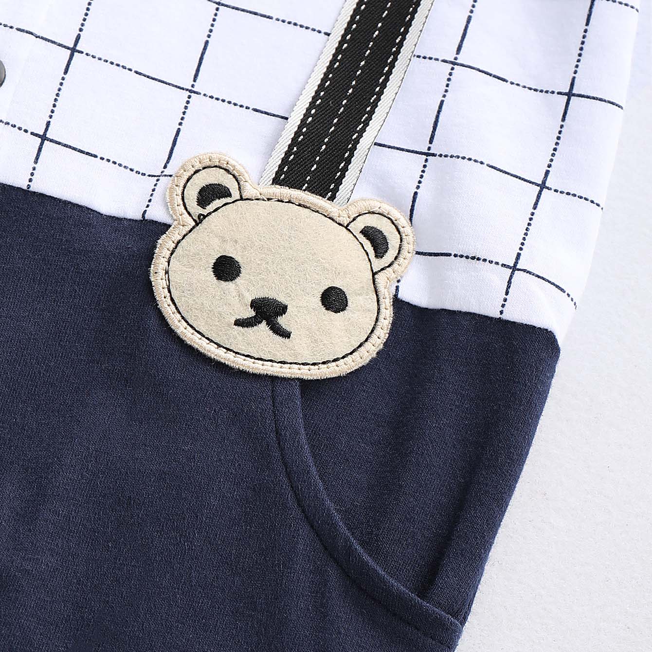 Little Bear Applique Plaid Jumpsuit, zoerea.com